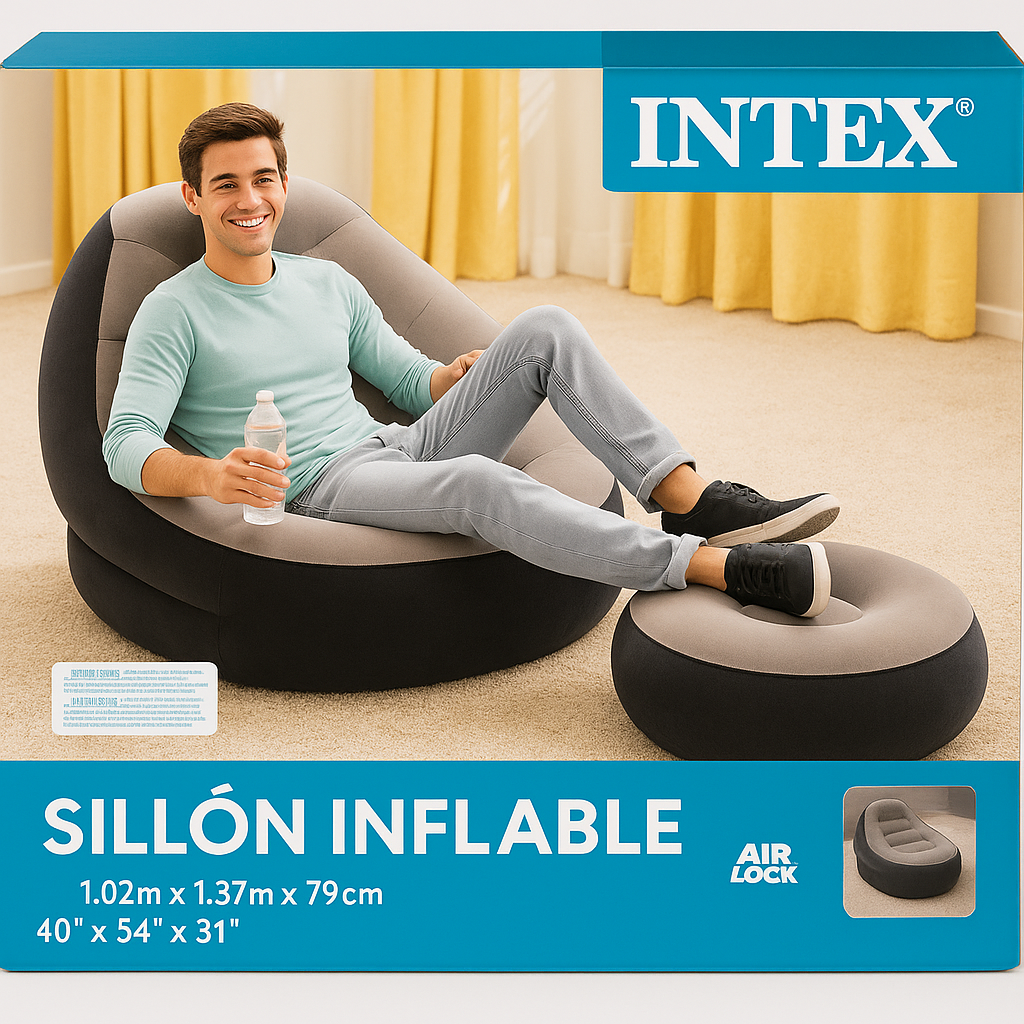 EL SILLÓN INFLABLE + PUFF QUE SE ADAPTA A TI: ¡HOGAR, PLAYA O CAMPING! 🛋️🌞🏕️