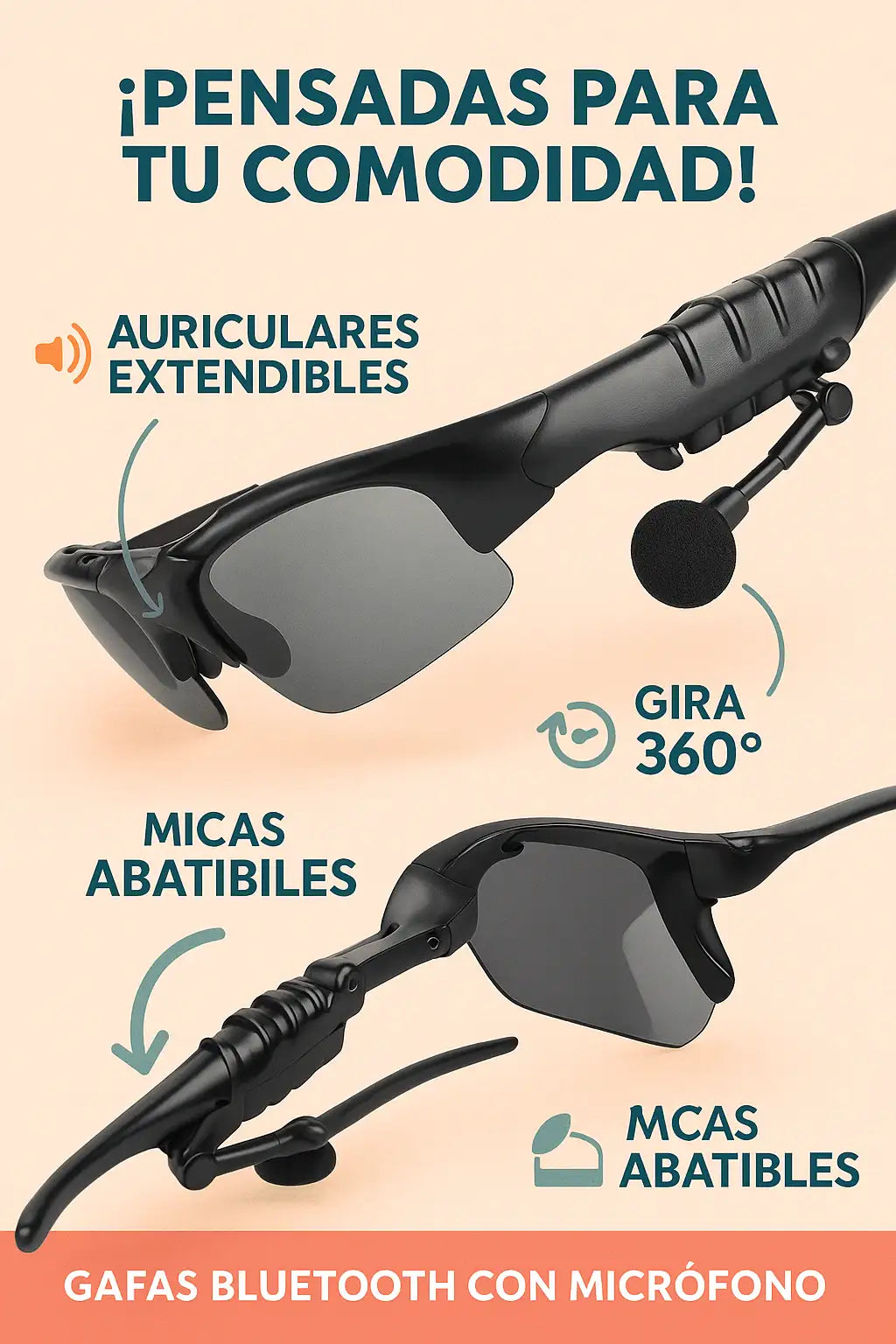 🕶️📱GAFAS INTELIGENTES CON BLUETOOTH Y MICROFONO 😎🎤