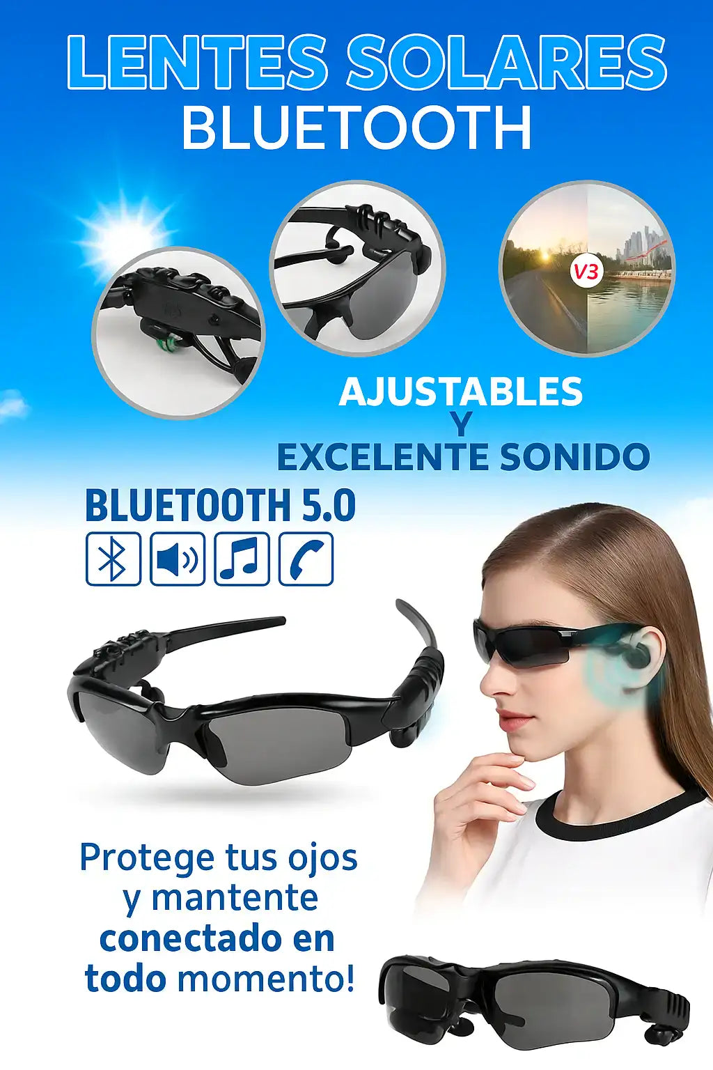 🕶️📱GAFAS INTELIGENTES CON BLUETOOTH Y MICROFONO 😎🎤