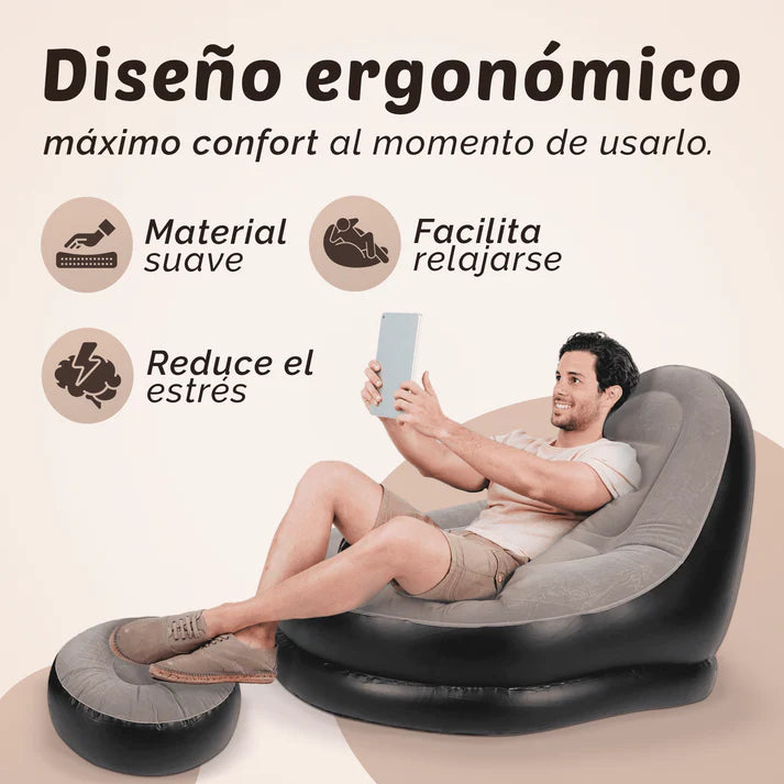 EL SILLÓN INFLABLE + PUFF QUE SE ADAPTA A TI: ¡HOGAR, PLAYA O CAMPING! 🛋️🌞🏕️