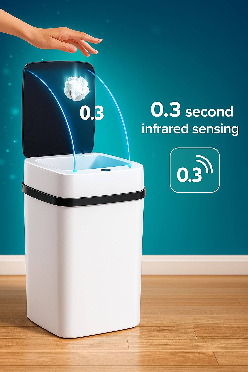 🗑️ PAPELERA INTELIGENTE DE 15L – ¡A PRUEBA DE OLORES! 🚫👃