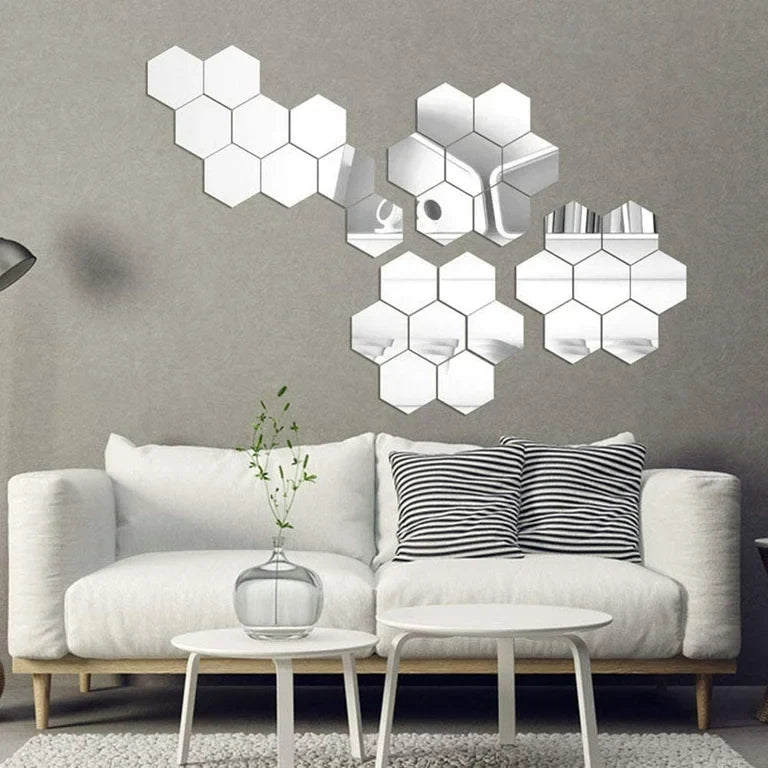 SET DE ESPEJOS HEXAGONALES X12 – DECORA Y TRANSFORMA TU ESPACIO EN MINUTOS 🪞🏡