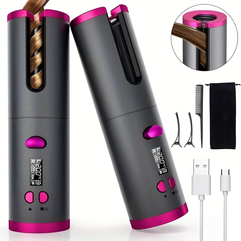 🌀🔥RIZADOR DE PELO AUTOMÁTICO PORTÁTIL 💁♀️✨🔌💨