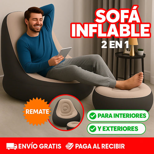 EL SILLÓN INFLABLE + PUFF QUE SE ADAPTA A TI: ¡HOGAR, PLAYA O CAMPING! 🛋️🌞🏕️
