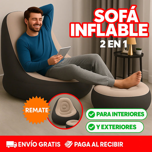 EL SILLÓN INFLABLE + PUFF QUE SE ADAPTA A TI: ¡HOGAR, PLAYA O CAMPING! 🛋️🌞🏕️