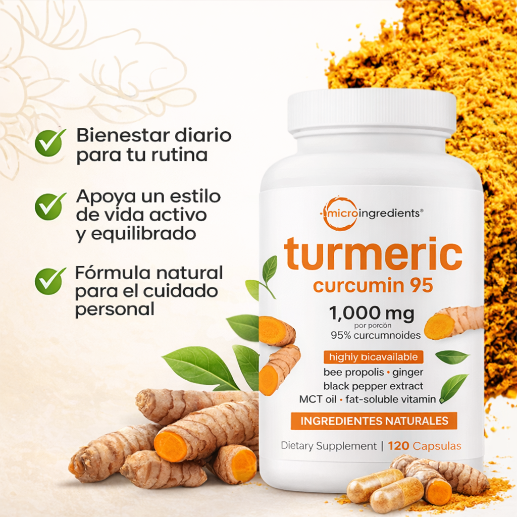 🌿 Turmeric Curcuma + Vitamina C + Pimienta negra ✨