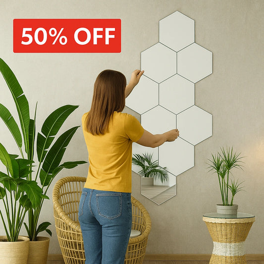 SET DE ESPEJOS HEXAGONALES X12 – DECORA Y TRANSFORMA TU ESPACIO EN MINUTOS 🪞🏡
