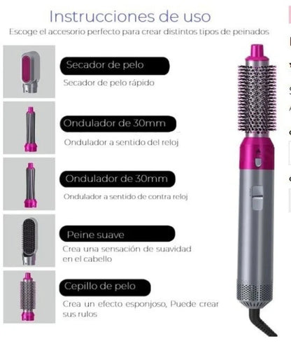 🔥 SECADOR Y ALISADOR 5 EN 1 – LOOK PROFESIONAL SIN SALIR DE CASA ✨🚀 ENVÍO GRATIS 📦😍