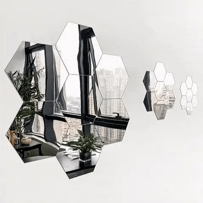 SET DE ESPEJOS HEXAGONALES X12 – DECORA Y TRANSFORMA TU ESPACIO EN MINUTOS 🪞🏡
