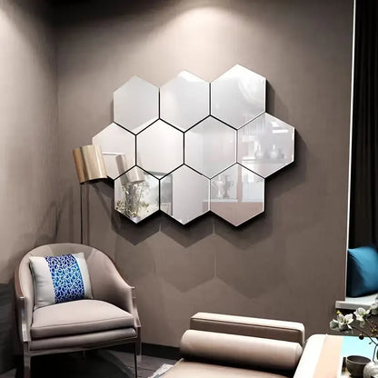 SET DE ESPEJOS HEXAGONALES X12 – DECORA Y TRANSFORMA TU ESPACIO EN MINUTOS 🪞🏡