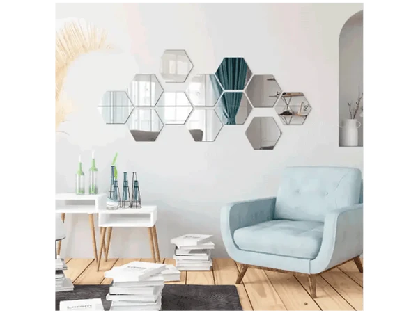 SET DE ESPEJOS HEXAGONALES X12 – DECORA Y TRANSFORMA TU ESPACIO EN MINUTOS 🪞🏡