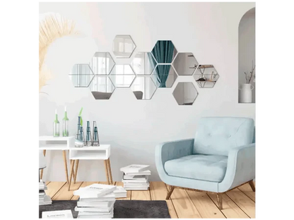 SET DE ESPEJOS HEXAGONALES X12 – DECORA Y TRANSFORMA TU ESPACIO EN MINUTOS 🪞🏡