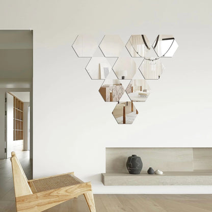 SET DE ESPEJOS HEXAGONALES X12 – DECORA Y TRANSFORMA TU ESPACIO EN MINUTOS 🪞🏡