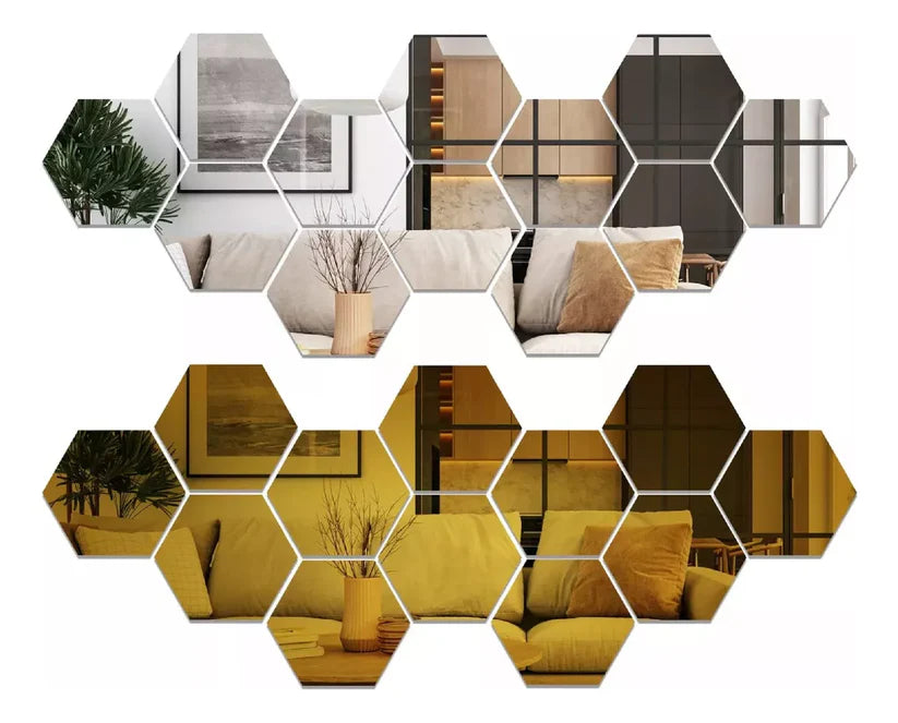 SET DE ESPEJOS HEXAGONALES X12 – DECORA Y TRANSFORMA TU ESPACIO EN MINUTOS 🪞🏡