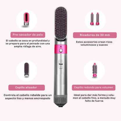 🔥 SECADOR Y ALISADOR 5 EN 1 – LOOK PROFESIONAL SIN SALIR DE CASA ✨🚀 ENVÍO GRATIS 📦😍